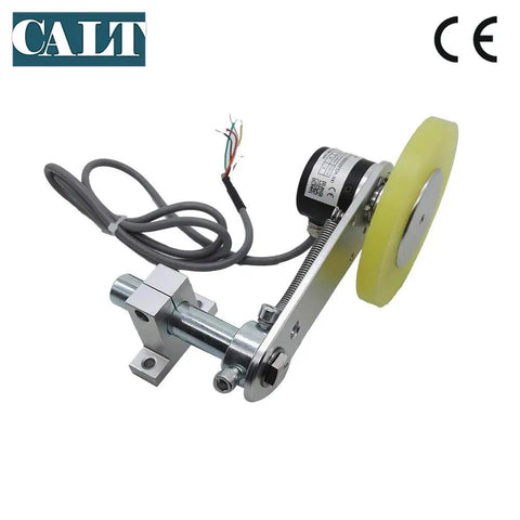 300mm Roller Rubber Wheel Length Position Meter With Pulse Rotary Encoder 600PPR Push Pull Output And Steel Mounting Bracket