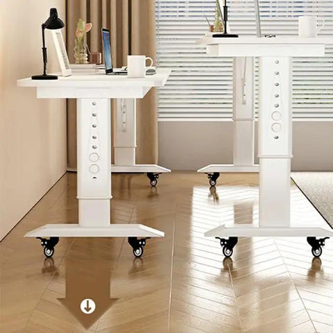 Smooth Rolling Height Adjustable Laptop Desk On Wheels For Home Office And Bedside Setup Ergonomic Portable Standing Workstation with casters.