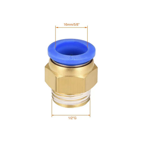 Straight Pneumatic Push To Connect Fittings G1/2 Male To 16mm Tube OD Quick Connect 4 Pack with durable metal body