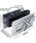 Wide Capacity Self Centering Doweling Jig for Woodworking, Heavy Duty Drill Guide with aluminum frame and bushings, side view