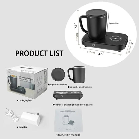 Dual Purpose Desktop Coffee Mug Warmer And Colder With 15W Fast Wireless Charging Pad For Travel Cups and accessories image.