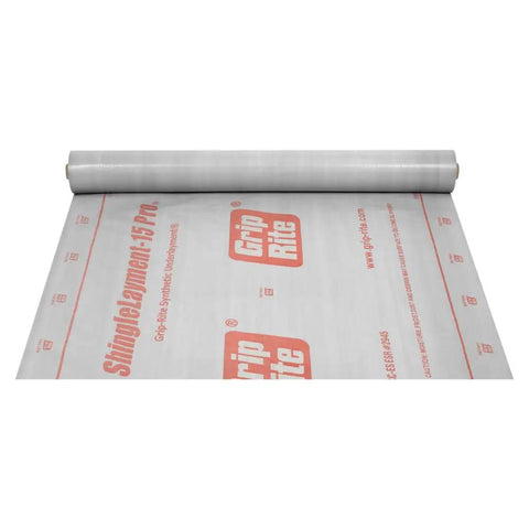 Top Shelf Shingle Underlayment Super Smooth Polypropylene Roofing Paper 4 Ft By 250 Ft Roll partially unrolled showing smooth surface.