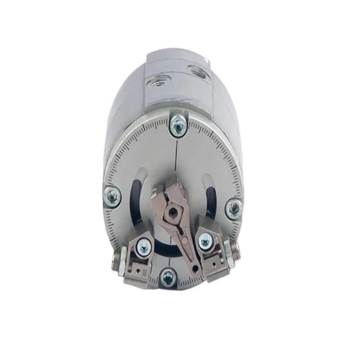Front view of Rotary Pneumatic Actuator DRVS 6 90 P 1845706 with 6 mm stroke, circular metal design for precise rotation.