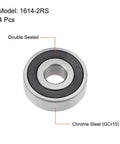 Deep Groove Ball Bearing 1614-2RS 4 Pack Sealed On Both Sides Three Eighths Inch Inner Diameter One And One Eighth Inch Outer Diameter Three Eighths Inch Width ABEC 1 Tolerance Z2 Noise Level Chrome Steel Bearings, double sealed