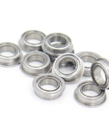 Ten Pack Stainless Steel Flanged Ball Bearings SMF85ZZ Double Shielded Deep Groove Precision Bearings 5x8x2.5mm displayed from above.