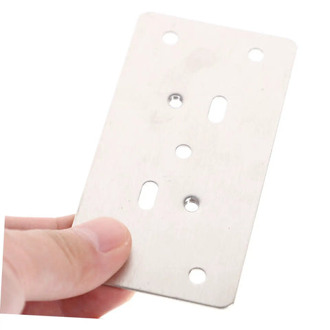 Front view of 6 Pack Cabinet Hinge Repair Plates Durable Corner Hinge Plates With Multiple Designs for Quick Furniture Fix Easy Install.