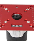 Bang For Buck Mini Square Router Table Insert Plate Solid Aluminum Anodized Flip Base For Woodworking Bench Trimming Engraving Workstation Tough Shop Gear Simple Swap top view showing mounting holes and ruler.