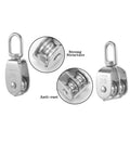 Heavy Duty M20 304 Stainless Steel Cable Pulley Block Set For Crane Load 8 Pieces, single pulley wheel with rotating hook