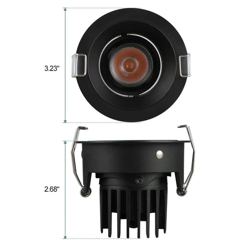 Cool 3 Inch Recessed LED Downlight Kit In Black With Adjustable Gimbal Eyeball, 10W, 50 Degree Beam, 5000K Cool White, 604 Lumens, Four Pack