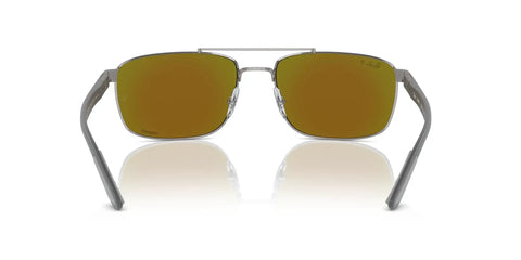 Front view of RB3737CH Chromance Sunglasses Gunmetal Frame with Chromance Green Mirrored Blue Polarized Lenses 60mm Wide
