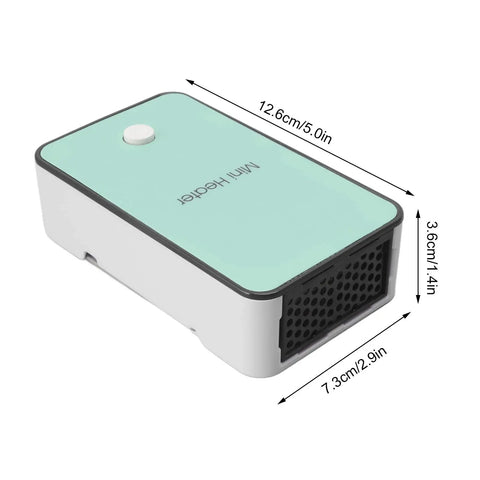 Compact Desk Space Heater With Adjustable Tilt Bracket Crank Up The Heat In Seconds Ultra Quiet 40dB With Overheat Protection Cyan Finish