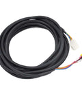 Black servo motor power cable with holding brake, drag chain type, 15m length, white connector and multi-colored wires