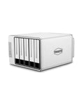 Beast Class Five Bay Diskless External Storage Enclosure With Real Hardware Raid Controls in a silver finish, side view showcasing five drive bays.