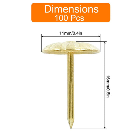 Badass Upholstery Decorative Tacks Delivering Slick Gold Brass Shine Heavy Duty Daisy Nail Hardware For Furniture Crafting And Quick Room Upgrade Chores 100 Piece Bulk, 11mm head, 16mm shank.