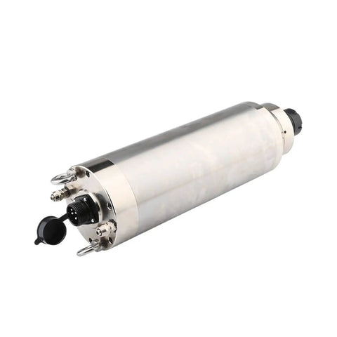 Badass Heavy Duty Cnc Spindle Motor With Er32 Collet 7.5KW 380V Water Cooled Design, silver, 125mm diameter for wood and metal cutting.