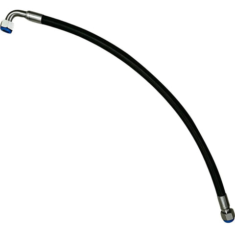 Heavy Duty No Sweat Replacement Oil Hose Compatible With Screw Air Compressor, curved design, durable black rubber, industrial use.
