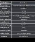 All In One Thermal Imaging And Digital Multimeter For Electricians And HVAC Pros, specifications including display and power features
