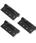 Heavy Duty 4 Inch Ball Bearing Door Hinges Built To Last Tough As Nails Stainless Steel Concealed Hinges With Square Corner 304 Matte Black Finish And Includes Screws For Exterior Use, showing three hinges