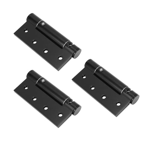 Heavy Duty 4 Inch Ball Bearing Door Hinges Built To Last Tough As Nails Stainless Steel Concealed Hinges With Square Corner 304 Matte Black Finish And Includes Screws For Exterior Use, showing three hinges