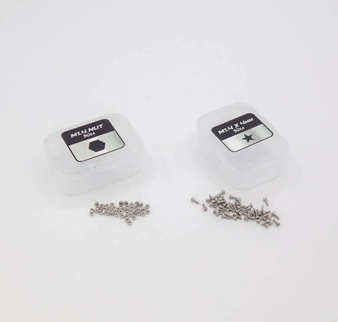 Ultra Durable M1.4 Stainless Steel Socket Head Cap Screws Hardware Kit 400 Pieces In Silver, showing 4mm screws and nuts in cases