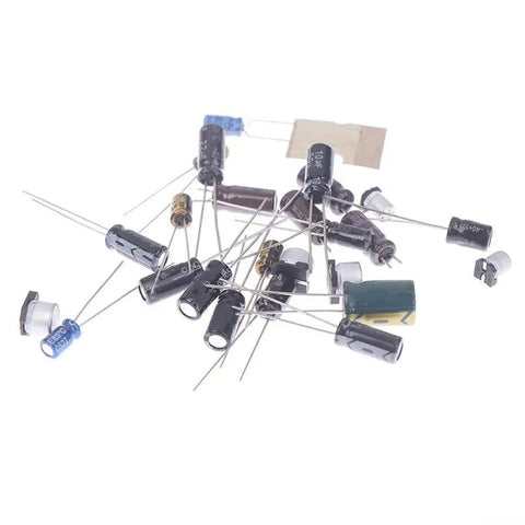 25 Pcs GameGear Capacitor Set For GG Motherboard Replacement, Standard Size Metal Capacitors For Stable Console Repair And Reliable Performance In Industrial Equipment Supplies. Assorted metal electrolytic capacitors with long leads