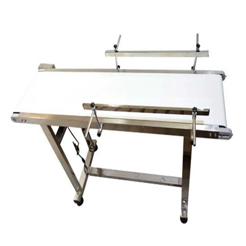 Heavy Duty 110V PVC Belt Conveyor With Double Guardrail 53 Inch Long Belt 11.8 Inch Wide Built Tough For Industrial Transport
