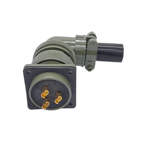 MIL-C circular connector, 3-pin MS3102A socket, front view, green housing with knurled coupling nut
