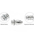 Detailed view of Hollow Wall Anchors M4 x 20mm Kit with iron expansion bolts and screws for drywall mounting, 20 pack.