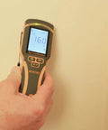 SurveyMaster Dual Function Moisture Meter With Pin And Non Invasive Modes measuring drywall, large display visible