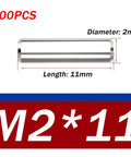Pro Grade 304 Stainless Steel Dowel Pin Set, Precision Ground And Hardened Alignment Pins For Machinery, CNC, Molding, Fixture Fastening, 2x11, 100 Piece Set