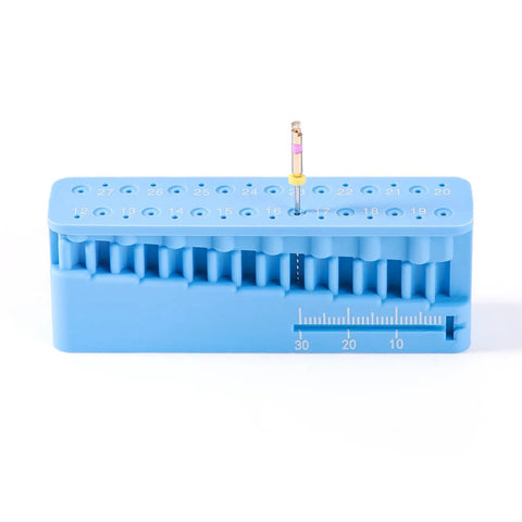 Pro Grade Endodontic Measuring Tools Holder For Root Canal Work Autoclaveable Endo Files Block Ruler With Clear Scale Durable Medical Grade PP Dental Instrument Mount For Precise Measurements, blue PP holder with numbered scale