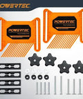 PowerTEC tandem featherboard set with orange frames; includes 2 boards and T-track bolts