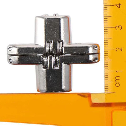 Hidden Cross Door Hinges 180 Degree Concealed Zinc Alloy 2 Pack For Doors And Cabinets Modern Style With Brushed Silver Finish.