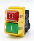 Industrial 120V 16A Four Pin Push Button Switch With Waterproof PVC Cover for power tools, featuring red and green buttons.