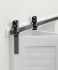 30 Inch Bi Folding Sliding Barn Door Hardware Track Kit With Smooth Quiet Operation Side Mounted Black Rollers Easy Install