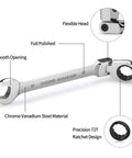 12 Piece Metric Ratchet Spanner Set With Flexible Head, Easy Grip Universal Wrenches Go To Tight Spaces, Durable Anti Rust Finish