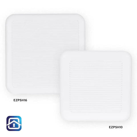No Sweat Easy Patch Wall Repair Access Panel sizes EZPSH10 and EZPSH16, white self-stick drywall covers for holes up to 7 5 inches.