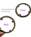 Front and back view of Three Piece Black Bike Chain Guards Set For Road And Mountain Bikes Durable Plastic Sprocket Protector Cover Chainwheel Guard Kit Fits Most Cranks With Four Screw Mounts