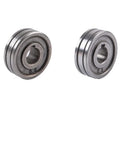 Two metal MIG/MAG wire drive rollers with knurl grooves, 0.6 mm and 0.8 mm (front view)