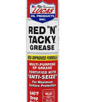 Lucas Oil Products Red N Tacky Grease 14 oz tube, labeled with anti-seize and surface protection features in a red container