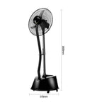Heavy Duty Mist Fan With Three Easy Speeds And Wide Angle Oscillation Covers Five Hundred Square Feet Of Patio Space Low Noise Pedestal Cooler, tall black design.