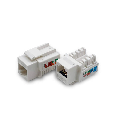 Five Pack Cat6 Keystone Jack Ethernet Wall Jack UL Listed Gold Plated RJ45 Contacts Color Coded For Easy Termination