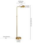 66 Inch Integrated LED Floor Lamp With Metal Shade In Brushed Brass, Slick Modern Task Light For Living Room, Adjustable Head, Side View