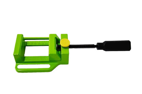 Top Shelf Aluminum Drill Press Vise With 70 Mm Jaw in vivid green, features lightweight alloy for mini bench clamping and drilling tasks.