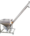 Pro Grade Automatic Screw Powder Feeding Machine With Sturdy Vibrating Hopper And Angled Conveyor Chute for bulk loading.