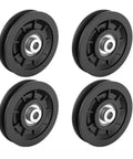 Nylon Cable Pulley Wheel For Fitness Machines And Home Gyms Smooth Glide Bearing Roller Quiet Durable DIY Lifting And Garage Door Sheave Accessory 70mm Size, four black wheels