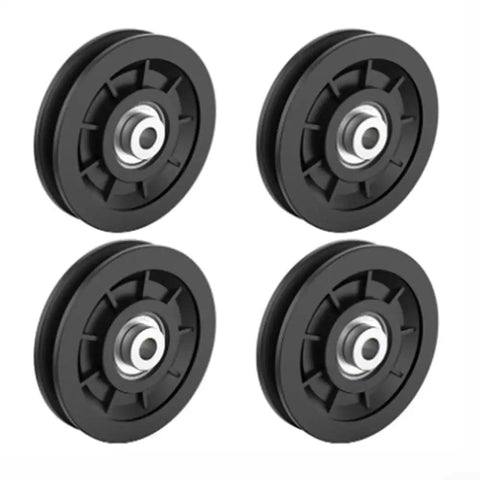 Nylon Cable Pulley Wheel For Fitness Machines And Home Gyms Smooth Glide Bearing Roller Quiet Durable DIY Lifting And Garage Door Sheave Accessory 70mm Size, four black wheels