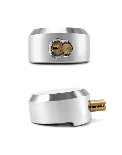 Heavy Duty Puck Lock And Hasp With Hidden Shackle High Security Steel Padlock Keyed Alike Includes 2 Keys close-up view
