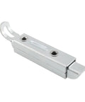 Silver Galvanised Iron Sliding Pin Buckle 118x21mm Automatic Telescopic Latch for cabinets and furniture, side view.