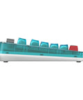 Retro 87 Key Wireless Mechanical Keyboard Hot Swap clear blue profile view with silky linear switches and RGB lights.